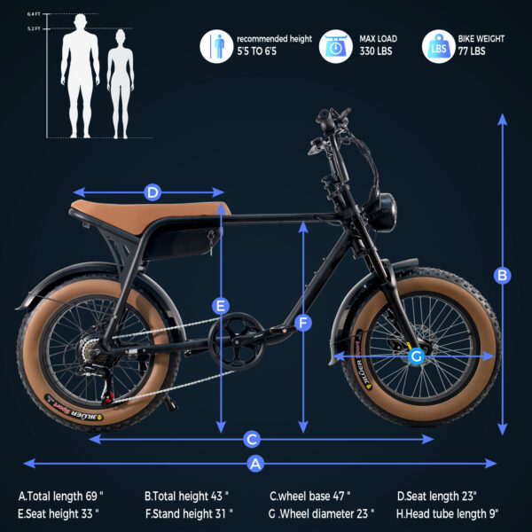 SUNNY BROWN velo electrique grosses roues fatbike funbike citycoco
